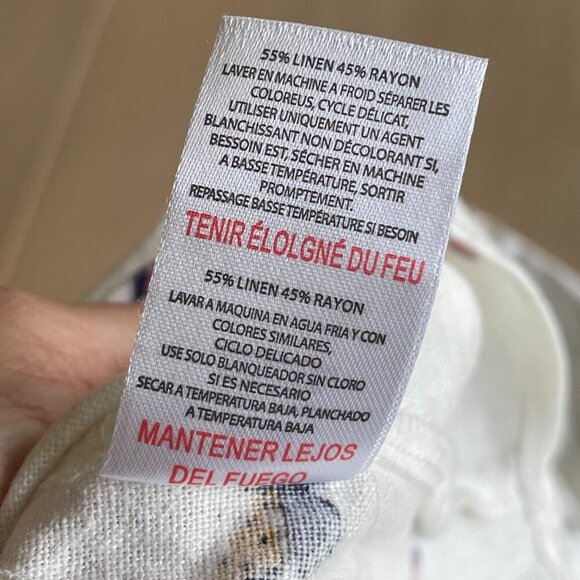 NEW Rae Dunn Linen Blend Butterfly Short Sleeve Collared Button Down Shirt, XL - Picture 9 of 9